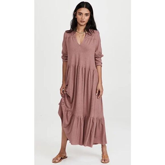 Free People - Beach Moonlight Tiered Midi Pink Dress - Picture 1 of 8